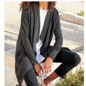 Soft Surroundings Embroidered Jetsetter Topper Long Cardigan, Size L